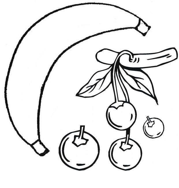 Coloring cherries and banana Coloring cherries and banana